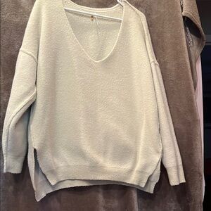 Women's Cream V-Neck Sweater